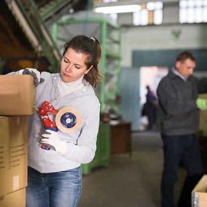 Woman packing boxes in Richmond VA