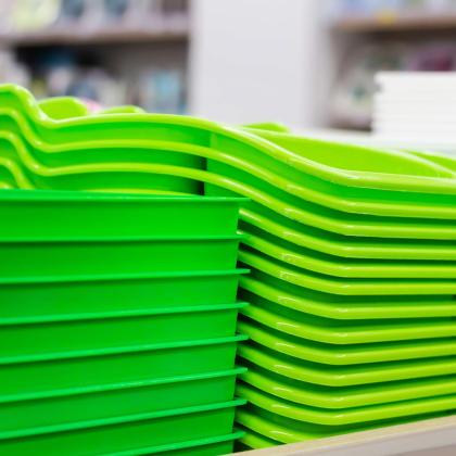 Multi colored plastic containers