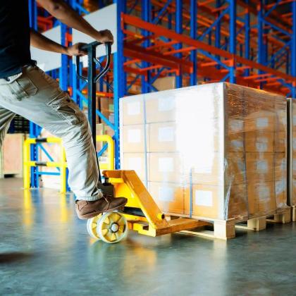 Warehouse worker moving pallets Richmond VA